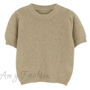 Tan Short Sleeve Sweater